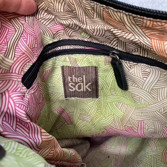 The Sak Leather Colorblocked Crossbody Bag Black Tan White Adjustable strap - Picture 12 of 15